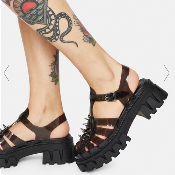 Dolls Kill Shoes - Koi Footwear Dolls Kill Slinky Studded Platform Sandal Jelly NIB